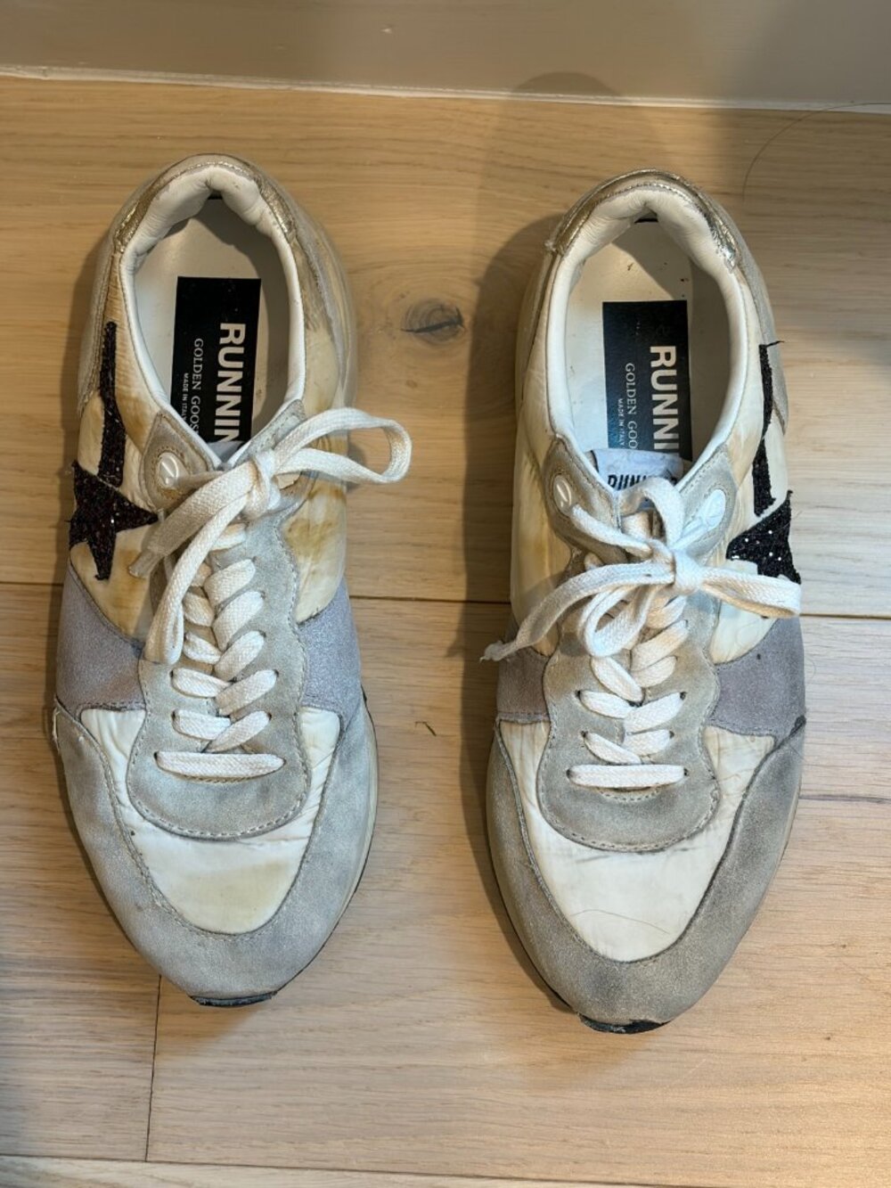Golden Goose Running Dad Sneaker White Glitter Star Size 38 (US 8)